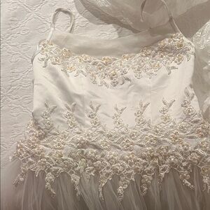 Tulle White and Cream Wedding Dress